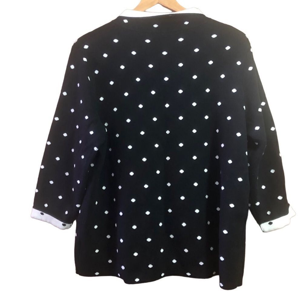 Talbots Sweater/Jacket Black White Polka Dot Size 1X Stand Up Neck Button Front - Picture 6 of 6